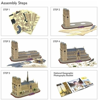 3D Пазл CubicFun National Geographic Нотр-Дам-де-Парі, 128 елементів (DS0986h) - Pampik - 7