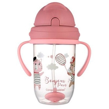 Чашка непроливайка з трубочкою і обважувачем Canpol Babies Bonjour Paris, 270 мл, червоний (56/607_red) - Pampik