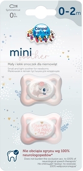 Силиконовая симметричная пустышка Canpol babies Mini, 0-2 мес., 2 шт., розовая (23/910_pin) - Pampik - 4