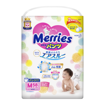 Подгузники-трусики Merries M (6-11 кг), 58 шт. - Pampik