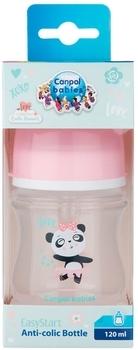 Антиколікова пляшечка для годування Canpol Babies Easystart Toys Панда, 120 мл, рожевий - Pampik - 3