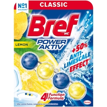 Туалетный блок для унитаза Bref Сила актив Свежесть лимона, 50 г - Pampik