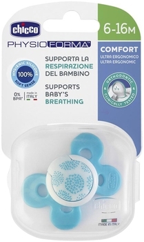 Силіконова пустушка Chicco Physio Comfort, 6-16 міс., блакитний (74913.21.00.00) - Pampik - 2