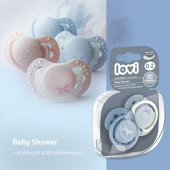 Динамичная силиконовая пустышка Lovi Baby Shower Girl, 0-2 мес, 2 шт. - Pampik - 12