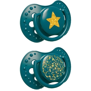 Динамічна силіконова пустушка Lovi Stardust, 18+ міс, зелений, 2 шт. - Pampik