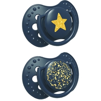 Динамичная силиконовая пустышка Lovi Stardust, 18+ мес, синий, 2 шт. - Pampik
