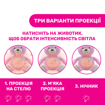 Іграшка музична Chicco Ведмежа з проектором, рожевий (08015.10) - Pampik - 5