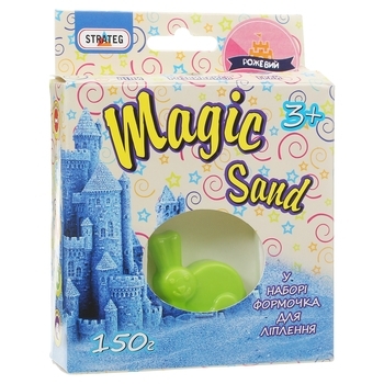 Кінетичний пісок Strateg Magic Sand з формочкою, 150 г, рожевий (39303) - Pampik