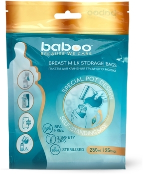 Пакеты для хранения грудного молока Baboo, 250 мл, 25 шт. (90590) - Pampik - 5