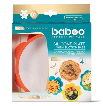 Тарілочка силіконова Baboo, 6+ місяців, помаранчевий (90428) - Pampik - 5