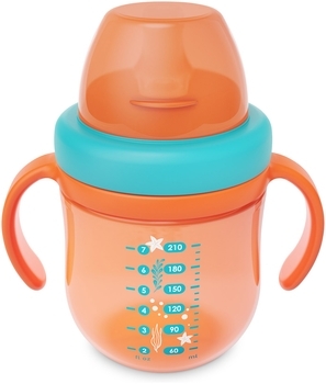 Чашка-непроливайка з силіконовим носиком Baboo, 6+ місяців, 200 мл, помаранчевий (90599) - Pampik - 3