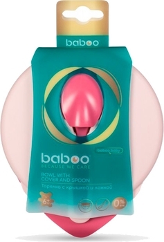 Тарелочка глубокая Baboo с крышкой и ложечкой, 6+ месяцев, розовый (90592) - Pampik - 4