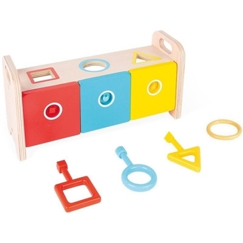 Дерев'яна іграшка-сортер Janod Montessori Learning Toys Форми.з ключами та замком (J05065) - Pampik - 4