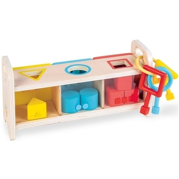 Дерев'яна іграшка-сортер Janod Montessori Learning Toys Форми.з ключами та замком (J05065) - Pampik - 6