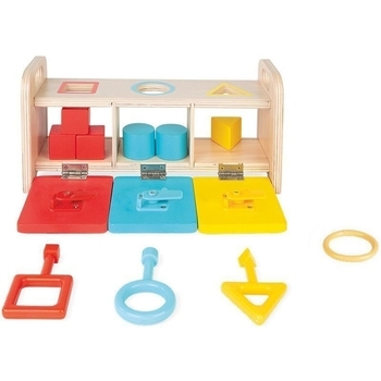 Дерев'яна іграшка-сортер Janod Montessori Learning Toys Форми.з ключами та замком (J05065) - Pampik