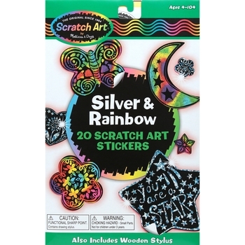 Набір наклейок-царапок Melissa&Doug Silver & Rainbow Scratch Art Stickers, 20 шт. (MD5824) - Pampik