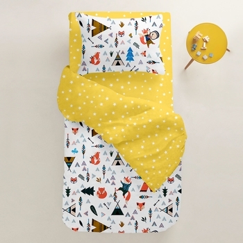 Простирадло на гумці Cosas, ранфорс, 120х60х10 см, жовтий - Pampik - 3