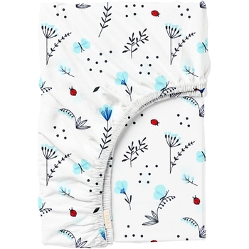 Простирадло на гумці Cosas, ранфорс, 120х60х10 см, білий з блакитним - Pampik