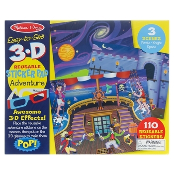 Об'ємні багаторазові 3D наклейки з окулярами Melissa&Doug Пригоди (MD9375) - Pampik