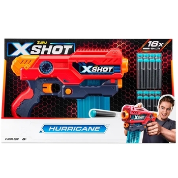 Швидкострільний бластер Zuru X-Shot Red EXCEL Hurricane, 16 патронів (36440R) - Pampik