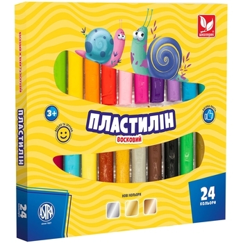 Пластилін восковий круглий Школярик, 24 кольори (303110001) - Pampik