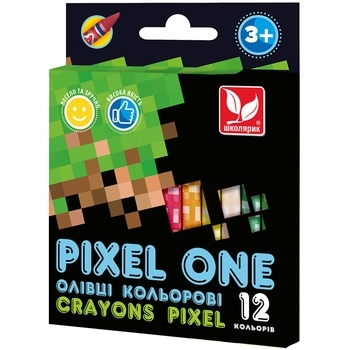 Олівці кольорові Школярик Crayons Pixel One, 12 кольорів (316121007) - Pampik