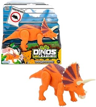 Інтерактивна іграшка Dinos Unleashed Realistic S2 Трицератопс, помаранчевий (31123V2) - Pampik - 2