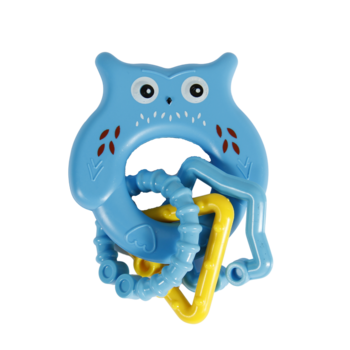Игрушка-погремушка Lindo Сова с кольцами, синий (1618 син) - Pampik