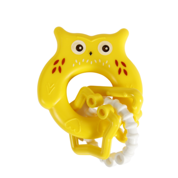 Іграшка-брязкальце Lindo Сова з кільцями, жовтий (1618 жовт) - Pampik