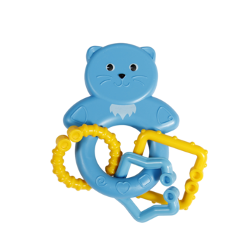 Игрушка-погремушка Lindo Котик с кольцами, синий (1617 син) - Pampik