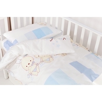 Комплект дитячого ліжка Twins Dolce Друзі зайчики, 120х60, блакитний, 3 елементи (3060-D-003) - Pampik - 2