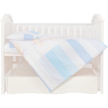 Комплект дитячого ліжка Twins Dolce Друзі зайчики, 120х60, блакитний, 3 елементи (3060-D-003) - Pampik