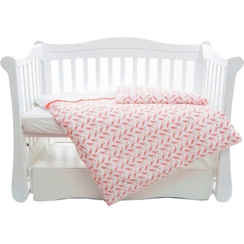 Комплект дитячого ліжка Twins Premium Пташки, 120х60, кораловий, 3 елементи (3029-P-031) - Pampik