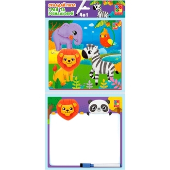 Розвиваючий набір із пазлами 4в1 Vladi Toys Зоопарк, укр. мова (VT2002-02) - Pampik