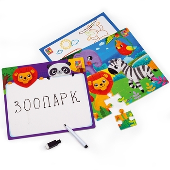 Розвиваючий набір із пазлами 4в1 Vladi Toys Зоопарк, укр. мова (VT2002-02) - Pampik - 2