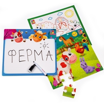 Развивающий набор с пазлами 4в1 Vladi Toys Ферма, укр. язык (VT2002-01) - Pampik - 2