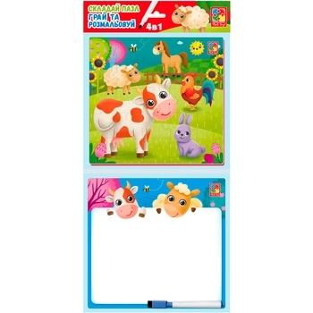 Развивающий набор с пазлами 4в1 Vladi Toys Ферма, укр. язык (VT2002-01) - Pampik