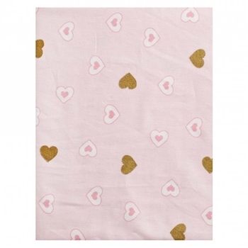 Простирадло на резинці Twins Dolce Insta Серця, бязь, 120x60 см, рожевий/золото (6060-DI-08hgp) - Pampik