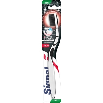 Зубна щітка Signal Деревне вугілля Soft, білий з чорним - Pampik