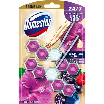 Блок для очистки унитаза Domestos Aroma Lux Свежесть гибискуса и лесных ягод, 2 шт. по 55 г - Pampik