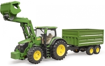 Игрушка Bruder трактор John Deere 7R 350 с погрузчиком и прицепом (03155) - Pampik - 9