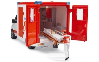 Набор Bruder Скорая помощь Mercedes Sprinter c фигуркой водителя, свет и звук (02676) - Pampik - 4