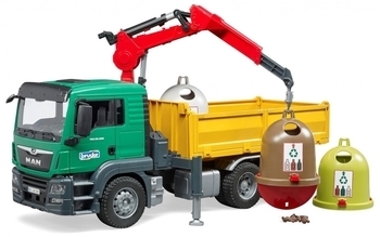 Машинка Bruder грузовик MAN TGS с манипулятором и мусорными контейнерами (03753) - Pampik - 3