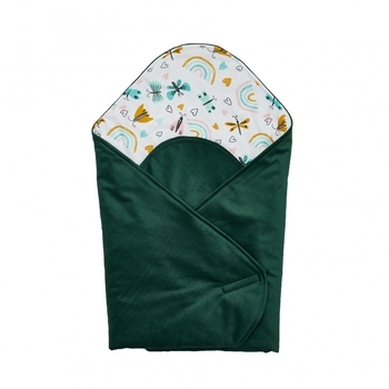 Конверт-плед Twins Velvet Print, 80x80 см, смарагдовий (9016-TVP-06) - Pampik