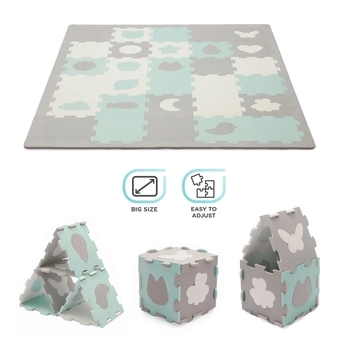 Килимок-пазл Kinderkraft Luno Shapes Mint, 30 елементів (KPLUSH00MIN0000) - Pampik - 5