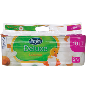 Тришаровий туалетний папір Perfex Delux Ромашка, білий, 8 + 2 рулони - Pampik
