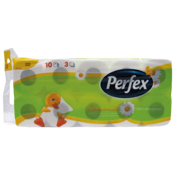 Тришаровий туалетний папір Perfex Ромашка, білий, 8 + 2 рулони - Pampik