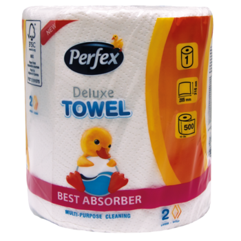 Паперові рушники Perfex Delux, білий, 500 аркушів - Pampik