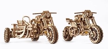Механічний 3D-пазл Ukrainian Gears Мотоцикл Scrambler UGR-10 з коляскою, 380 ел. (70137) - Pampik - 5