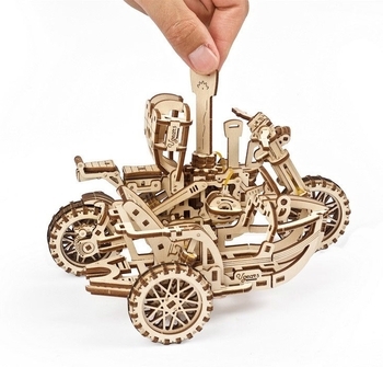 Механічний 3D-пазл Ukrainian Gears Мотоцикл Scrambler UGR-10 з коляскою, 380 ел. (70137) - Pampik - 12